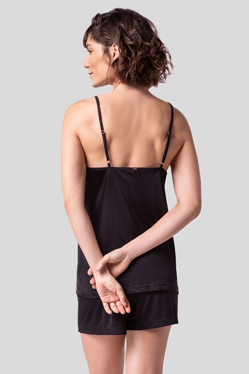 LUPO Women’s Lace Trim Camisole Shorts Pajama Set - Imagen 7